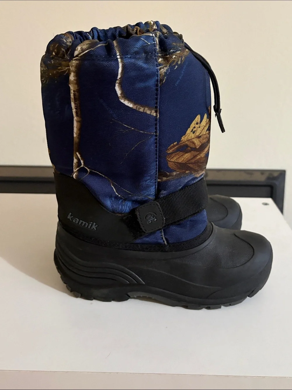 Kamik Kids Navy Blue Camouflage Snow Boots